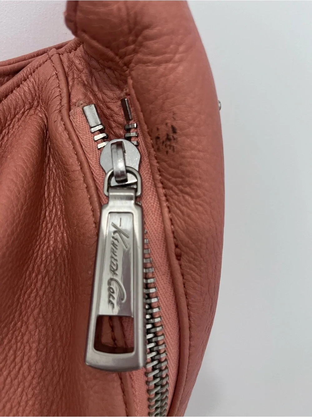 Kenneth Cole Leather Salmon Hobo Bag w/ Hidden Zip Pockets